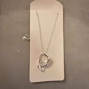 Chic Silver Double Heart Necklace